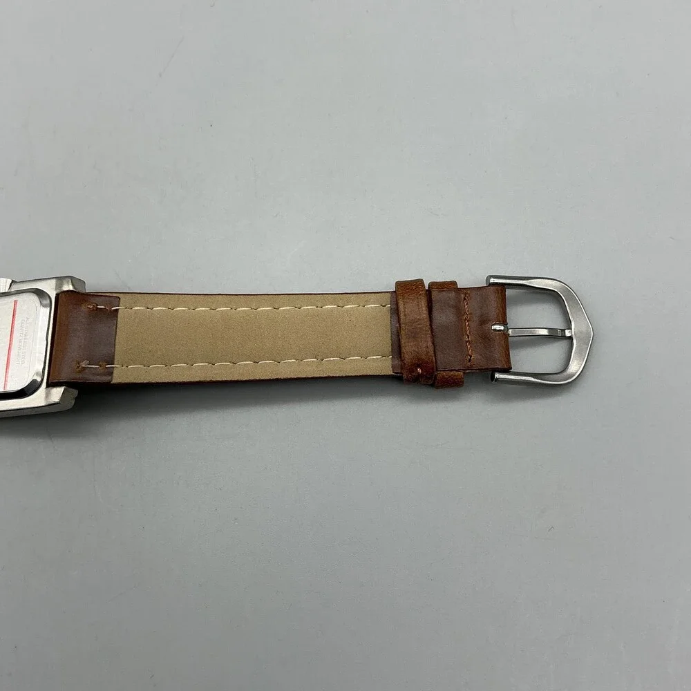 Vintage Quill Womens Watch 23mm Silver Dial Brown Leather Strap New Battery